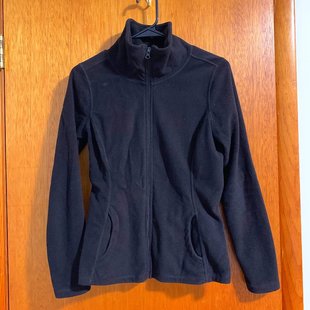 Old Navy Black Fleece Fitted Light Jacket